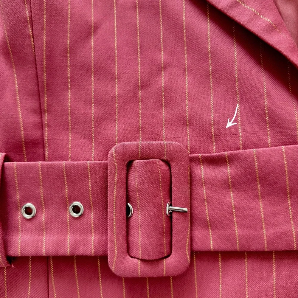 Adelyn Rae Pink Pinstripe Belted Blazer Dress XS Double Breasted Mini - Picture 13 of 14